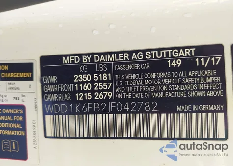 2018 Mercedes-Benz E 400 from USA, damaged, VIN WDD1K6FB2JF042782